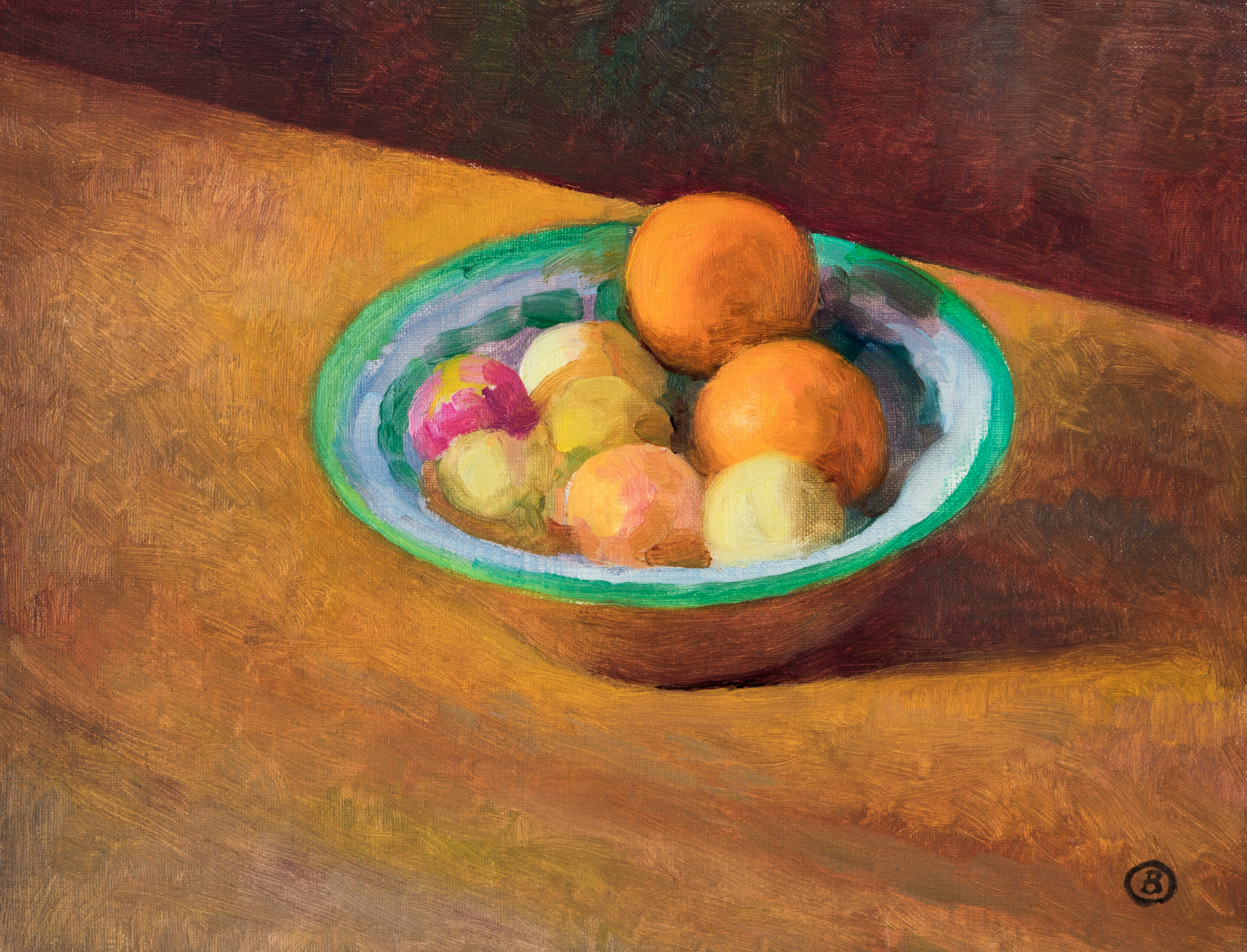 Naranjas en plato verde