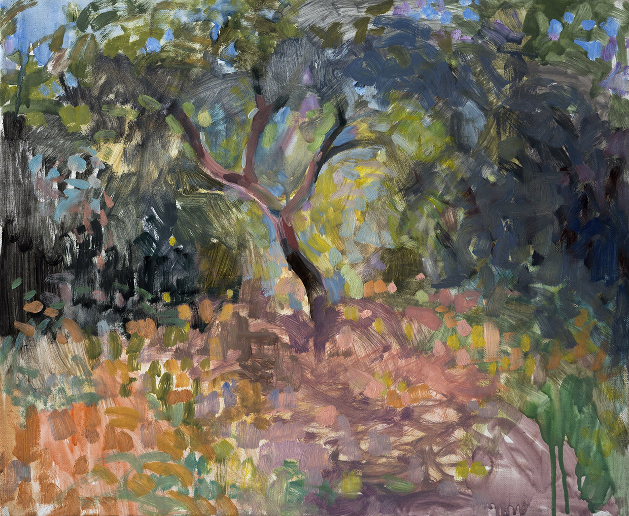 Bosque rosa y verde