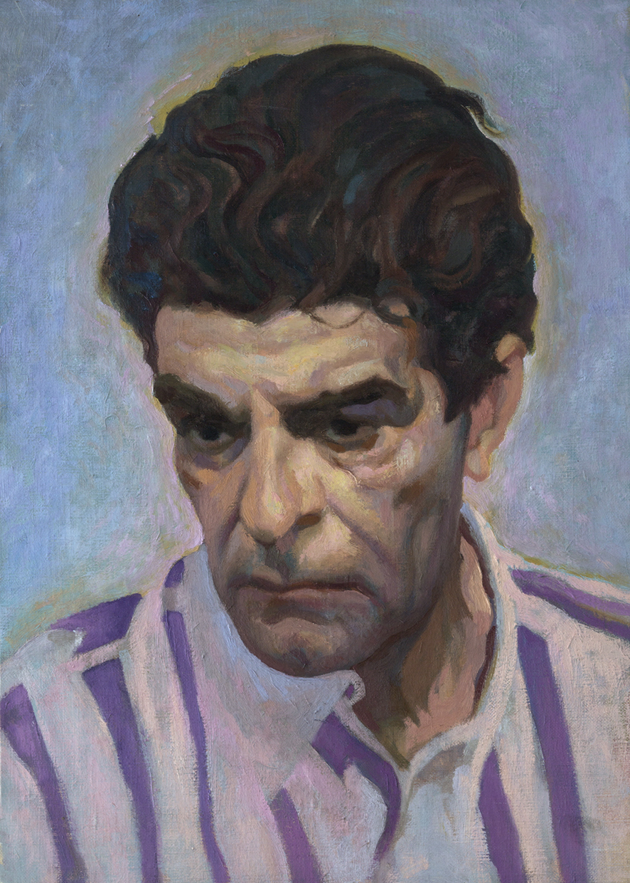 Autorretrato rayas violetas