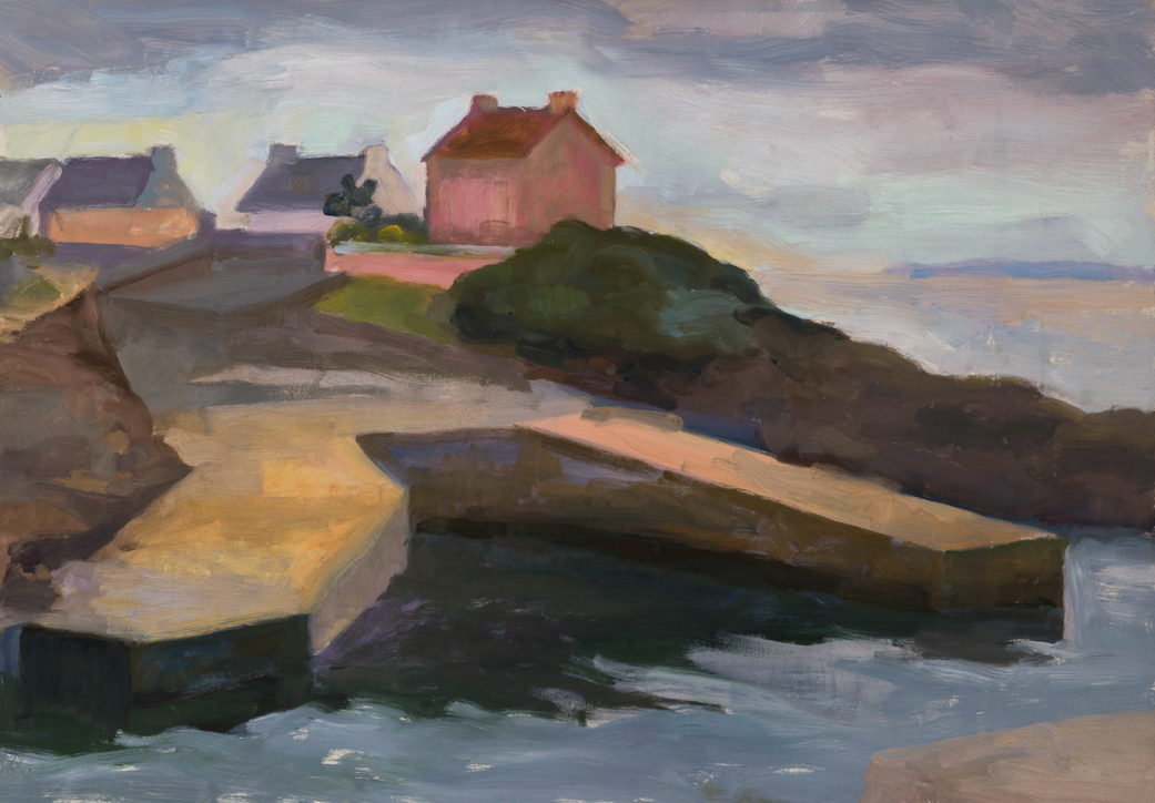 Casa rosa en la costa
