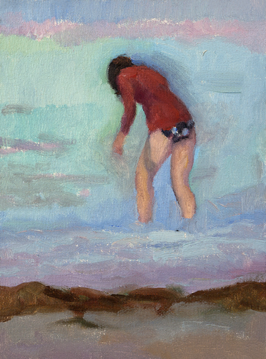 Bañista roja en el mar